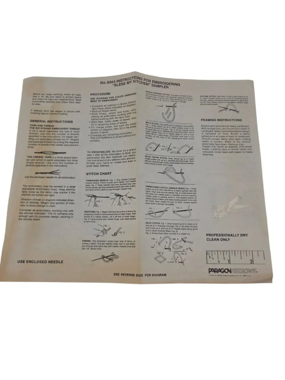 Paragon Craft Gallery DIY Crewel Stitchery Kit Bless My Kitchen 8048 USA 1980